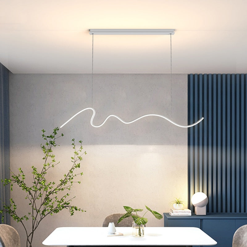 Dining Room Lamp Chandelier Light Luxury Lamps Modern Minimalist Dining Table Bar Nordic Strip