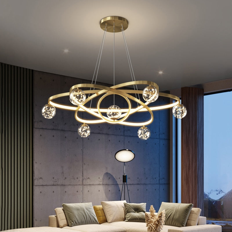 Modern Simple Chandeliers Living Bedroom Dining Room Pendant Lights Ring Home Indoor Lighting Decor