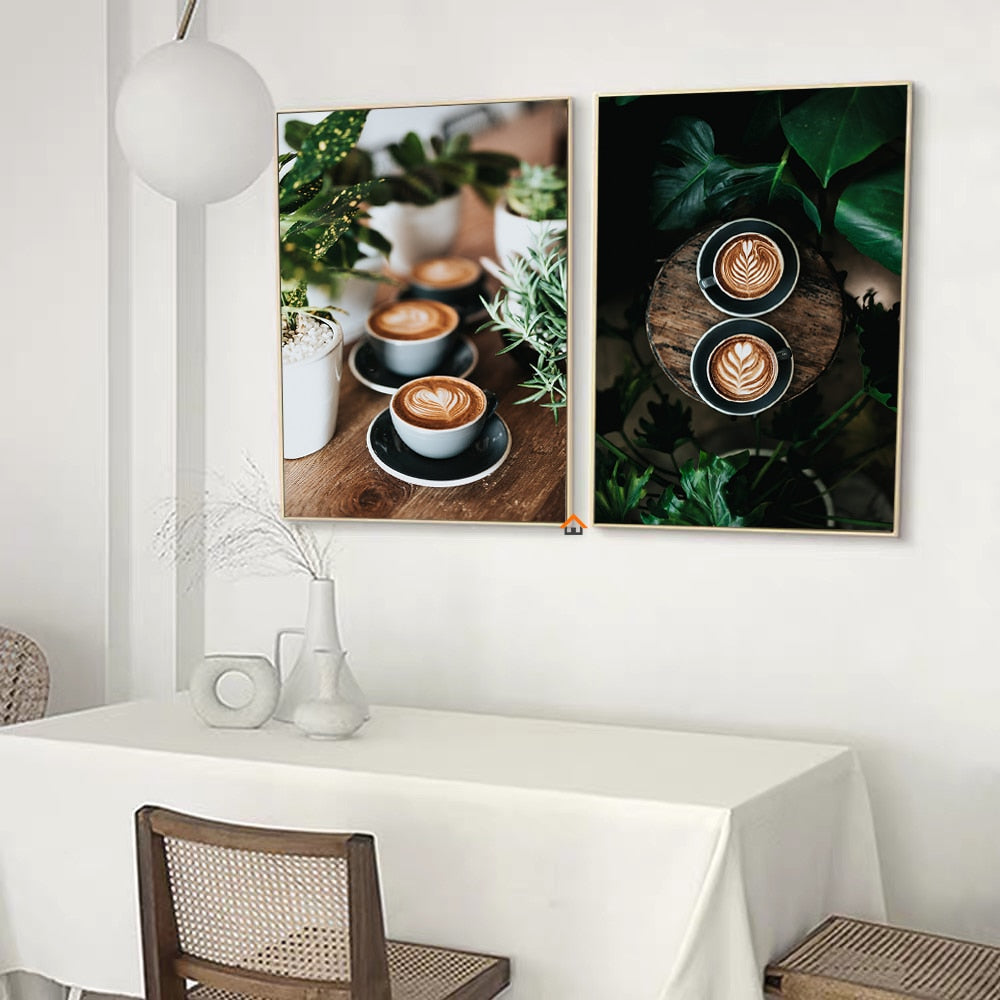 Nordic Coffee And Afternoon Tea Canvas Wall Art: Decorative Poster Prints Painting