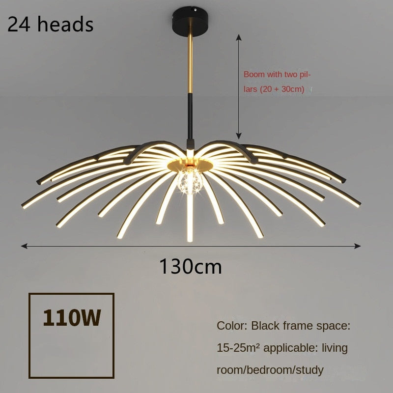 Modern Umbrella Led Ceiling Chandelier Black White Minimalist Decor For Living Dining Room Center