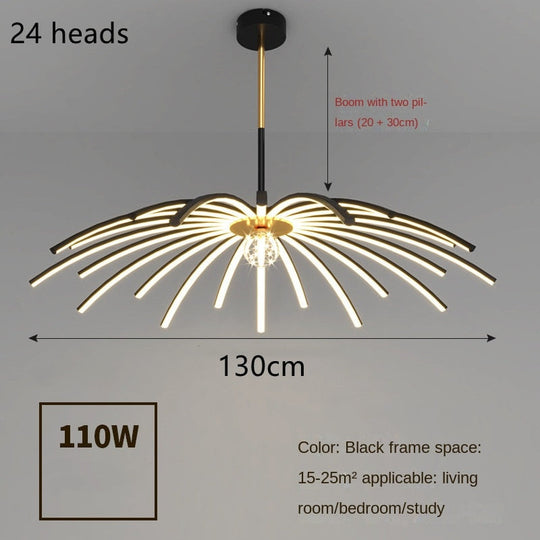 Modern Umbrella Led Ceiling Chandelier Black White Minimalist Decor For Living Dining Room Center