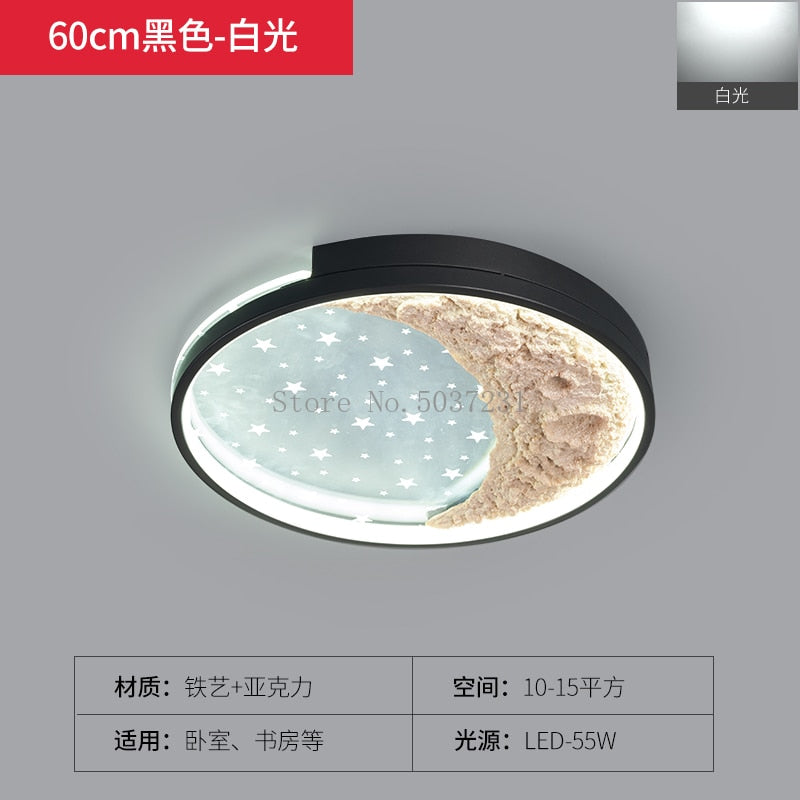 Modern Moon Ceiling Light Luxury Simple Bedroom Chandelier Creative Home Warm Sky Star Dining Room