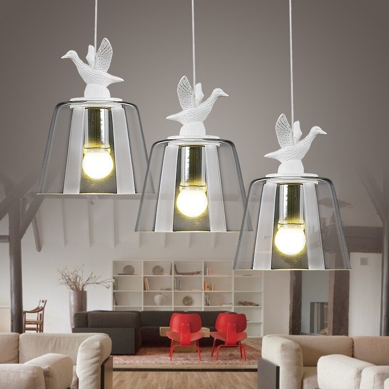 Modern Nordic Vintage Art Duckling Clear Glass Pendant Lights Led Minimalist Living Room Restaurant