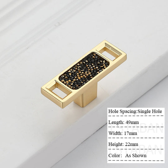 Zinc Alloy Gold Diamond Cabinet Knobs Kitchen Door Handles Drawer Cupboard Handle For Furniture