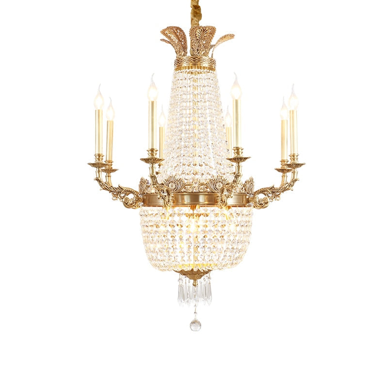 French Copper Chandelier European Home Decorative Living Room Hotel Luxury Crystal Chandelier