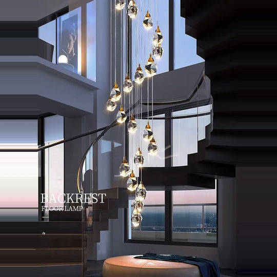 Chandelier Lighting Modern Luxury Led Crystal Fixtures Round Glass Ball Ceiling Light Long