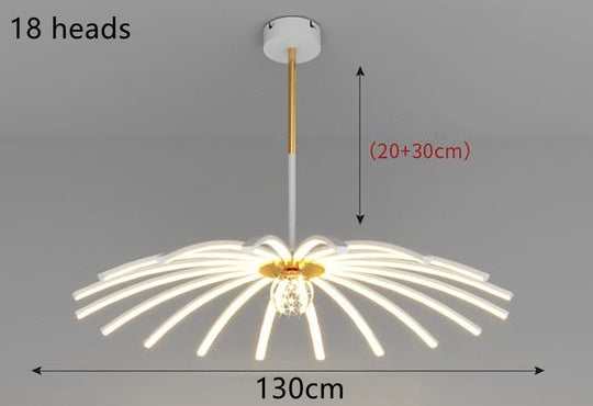 Modern Umbrella Led Ceiling Chandelier Black White Minimalist Decor For Living Dining Room Center