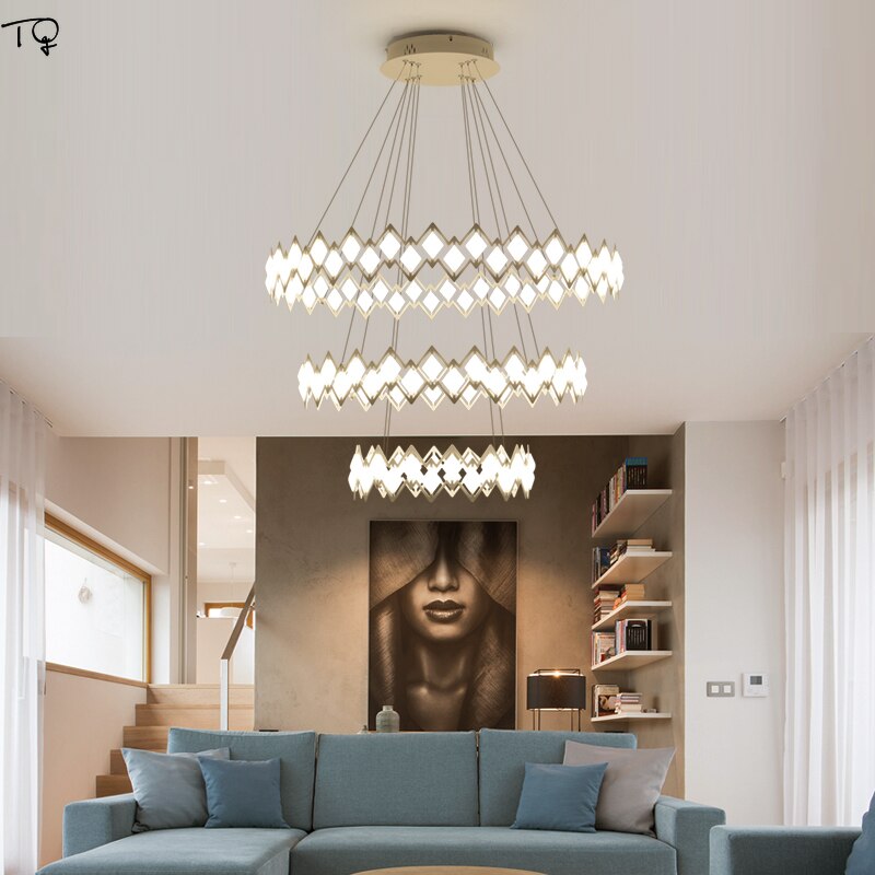 Nordic Ins Postmodern Simple Led Ring Chandeliers Lighting Lustre Designer Living Room Office