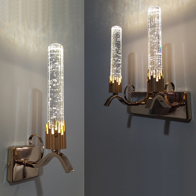 Modern Luxury Crystal Wall Sconce Lamp Bedroom Bedside Double Light Living Room Background Porch