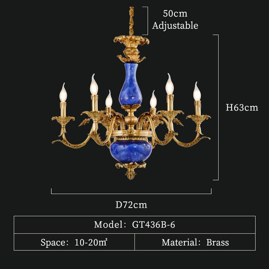 European Vintage Classical Lighting Elegant And Refined Minimalism All Copper Chandelier Porcelain