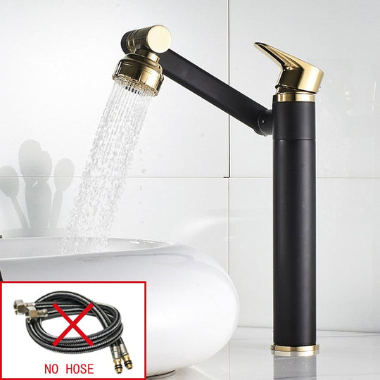 Faucet Bathroom Basin Tap Sink Mixer Black Golden Single Handle Washbasin Rotary Water Saving Hot