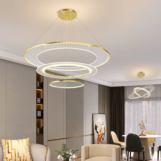 Nordic Living Room Led Gold/Black Pendant Lights Modern Minimalist Duplex Villa Staircase Hall