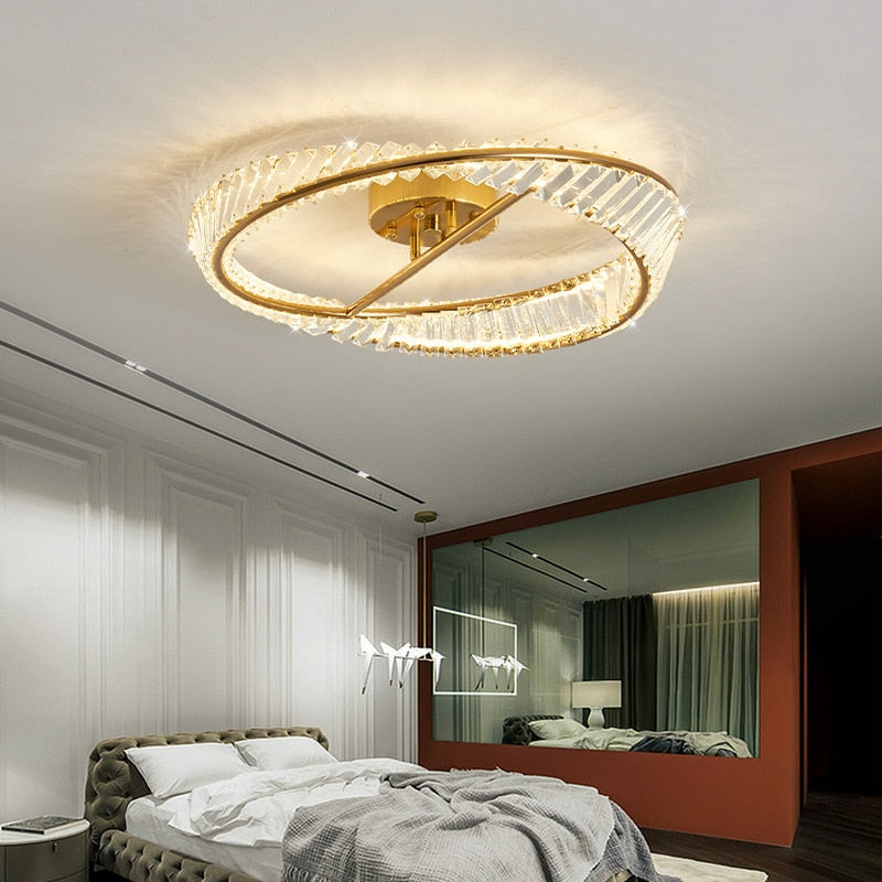 Modern Led Irregular Rings Ceiling Lamps Crystal Bedroom Chandelier Lamp Living Room Lights Luster