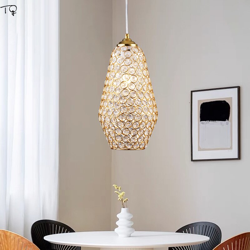 Italian Design Luxury Gold Lustre Crystal Pendant Lights Modern Light Fixtures For Living/Dining