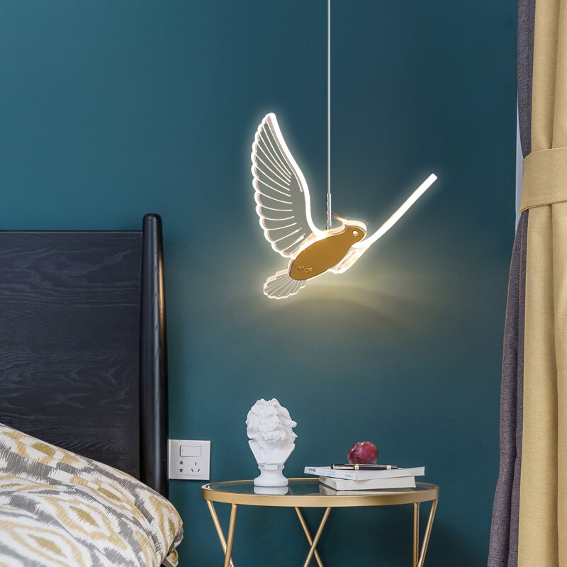 Modern Led Pigeon Pendant Lamp New Creative Chandelier Art Bird Bedroom Bedside Light Indoor