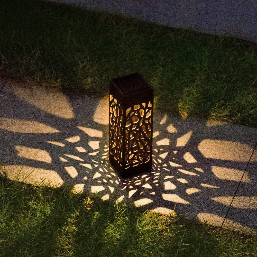 Solar Garden Light Waterproof Hollowing Out Patio Pathway Lawn Landscape Lamps Lantern Decoration