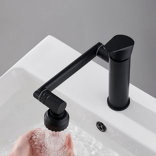 Faucet Bathroom Basin Tap Sink Mixer Black Golden Single Handle Washbasin Rotary Water Saving Hot