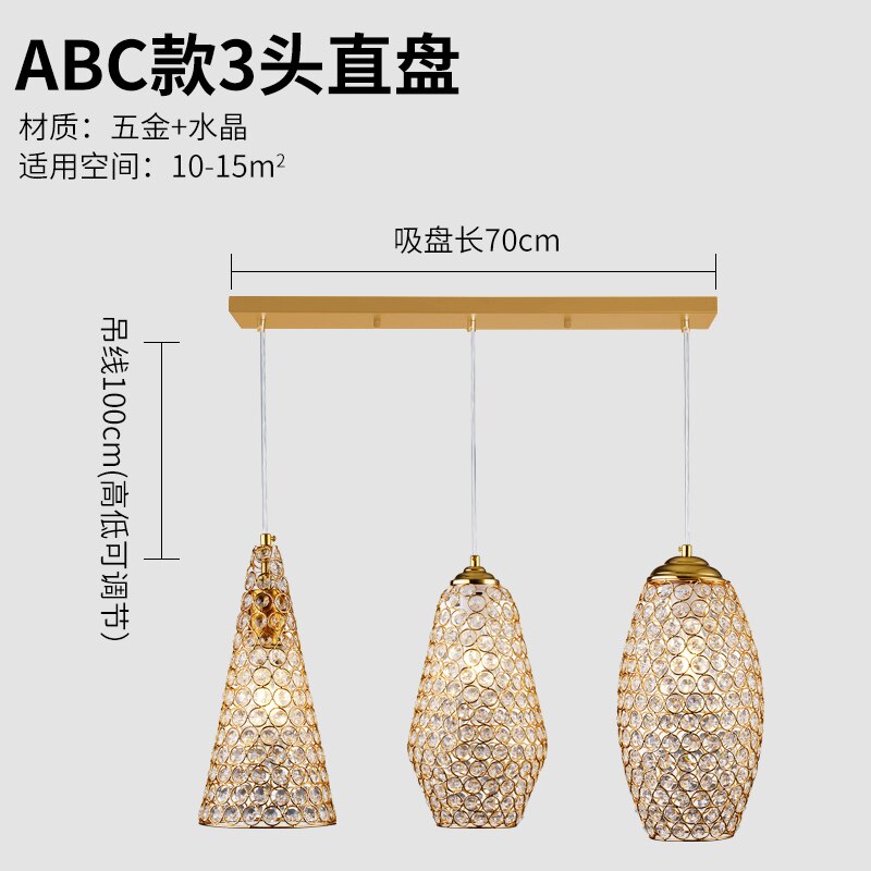 Italian Design Luxury Gold Lustre Crystal Pendant Lights Modern Light Fixtures For Living/Dining