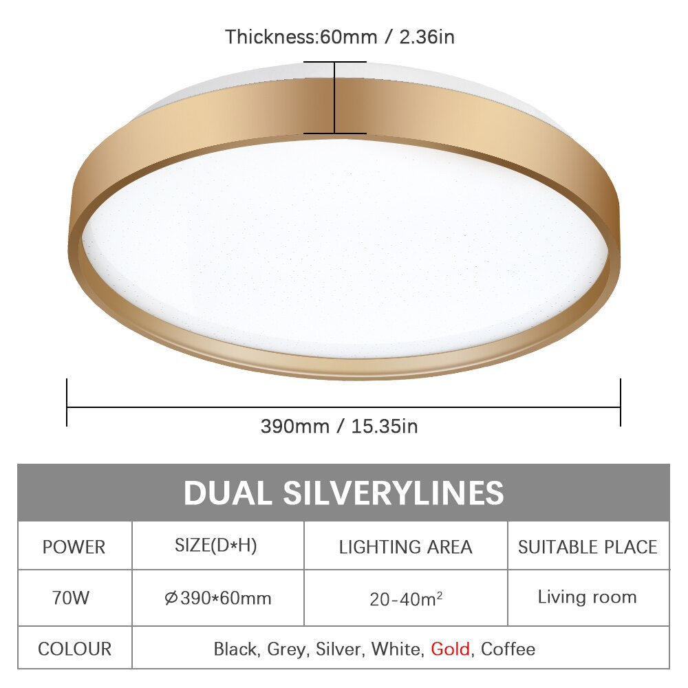 Led Ceiling Lighting 70W Lamp Modern Chandeliers For Living Room Bedroom Gold Light