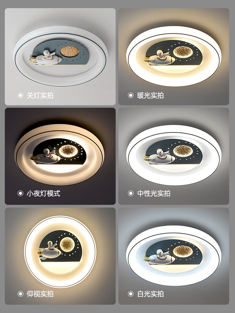 Modern Simple Led Ceiling Lamp Kids Room Chandelier B Astronaut Rocket Cartoon Bedroom Light