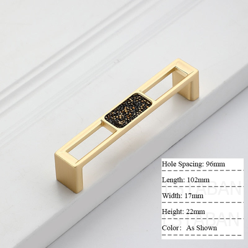 Zinc Alloy Gold Diamond Cabinet Knobs Kitchen Door Handles Drawer Cupboard Handle For Furniture