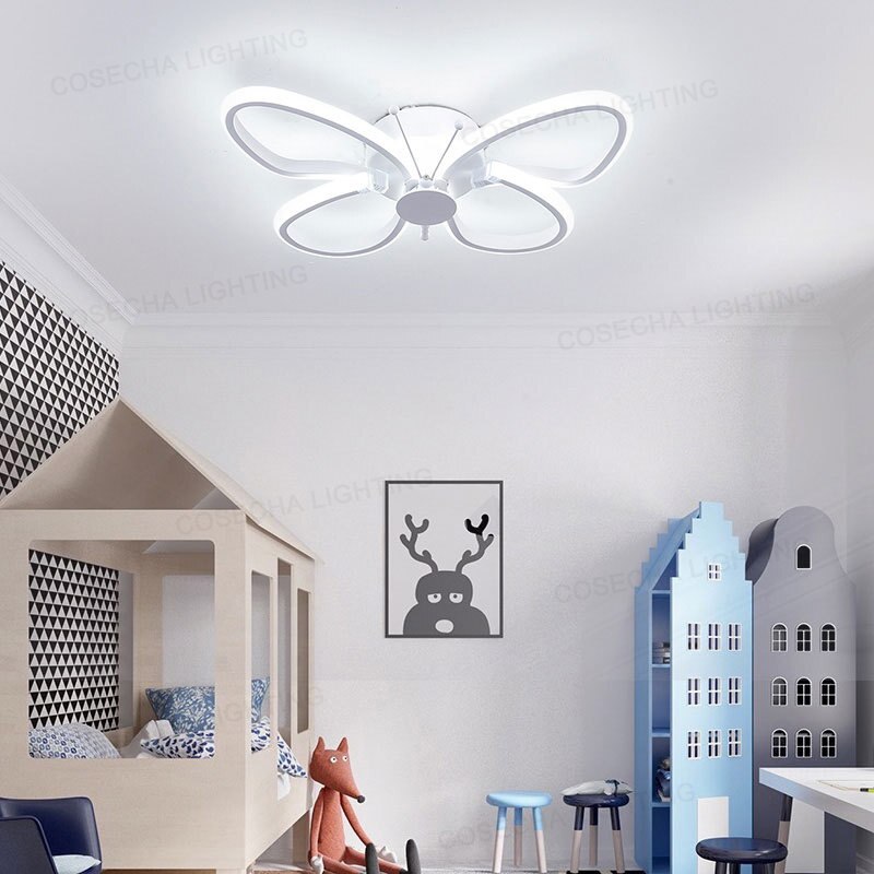 Butterfly Led Ceiling Light Modern White Color Lamps In Kitchen Kids Bedroom Dining Room Dimmable
