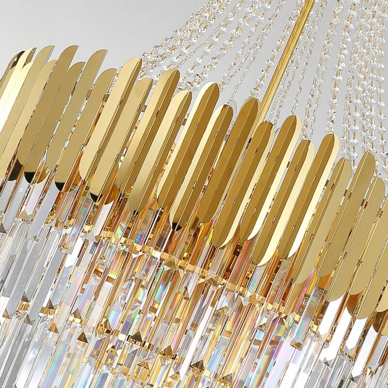 Luxury Long Large Stair K9 Crystal Chandelier Lustres De Cristal Led Pendant Light Hotel Villa