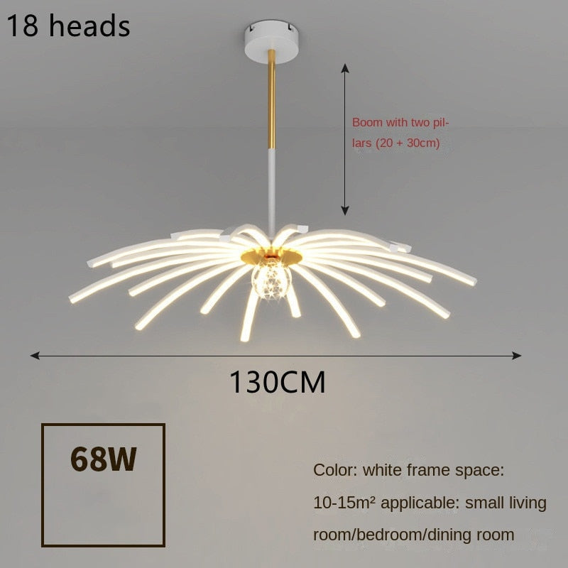 Modern Umbrella Led Ceiling Chandelier Black White Minimalist Decor For Living Dining Room Center