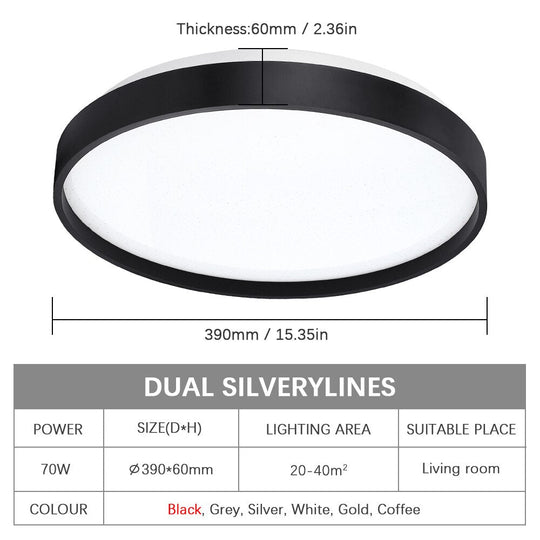 Led Ceiling Lighting 70W Lamp Modern Chandeliers For Living Room Bedroom Black Light