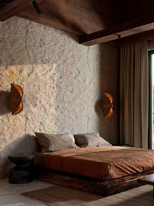 Retro Wabi - Sabi Wall Lamp Ratta Weaving Mounted Living/Model Room Bedroom Aisle Hotel Homestay