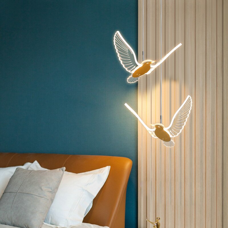 Modern Led Pigeon Pendant Lamp New Creative Chandelier Art Bird Bedroom Bedside Light Indoor