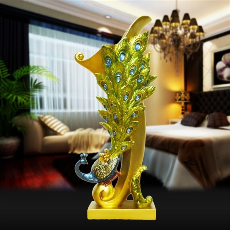 European Peacock Ornament: Elegant Resin Decoration For Home And Wedding Gifts Decor Items