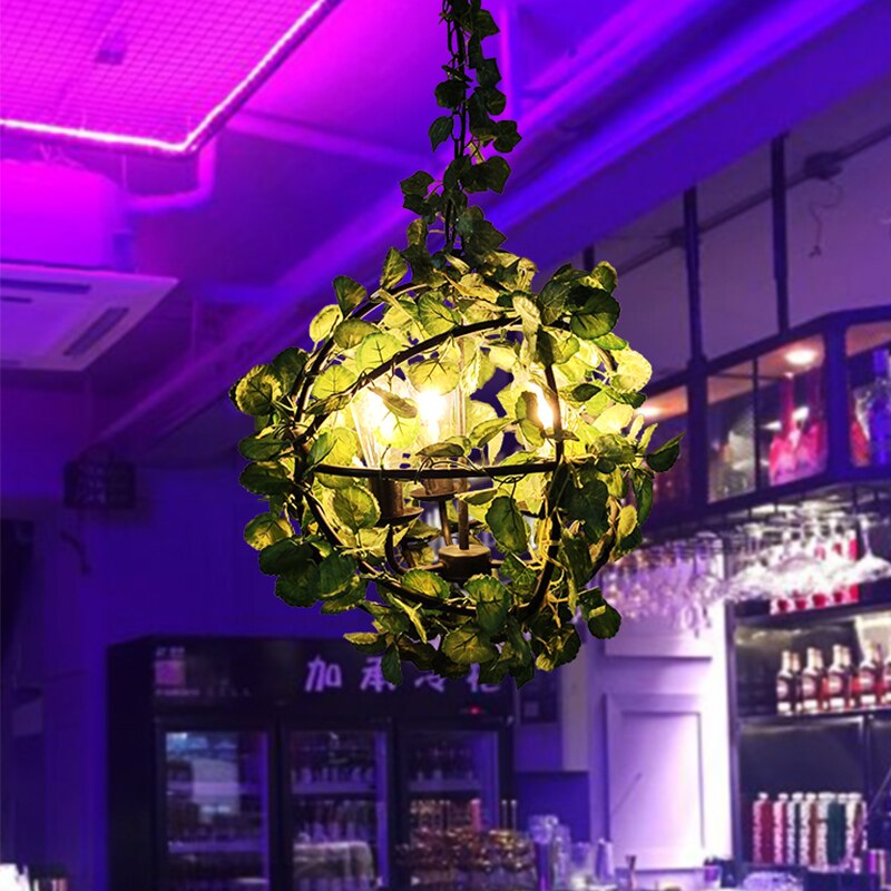 Net Red Pendant Light Theme Restaurant Bar Plant Ball Chandelier Small Fresh Green Decoration Shop