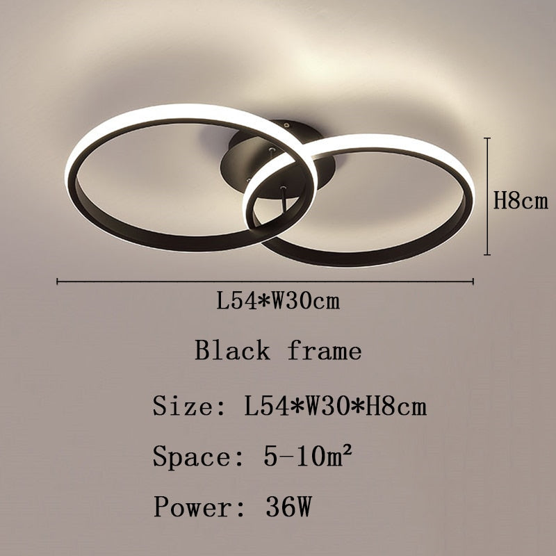 Nordic Black White Led Ceiling Lights For Living Room Dining Rings Lamps Kitchen Bedroom Indoor