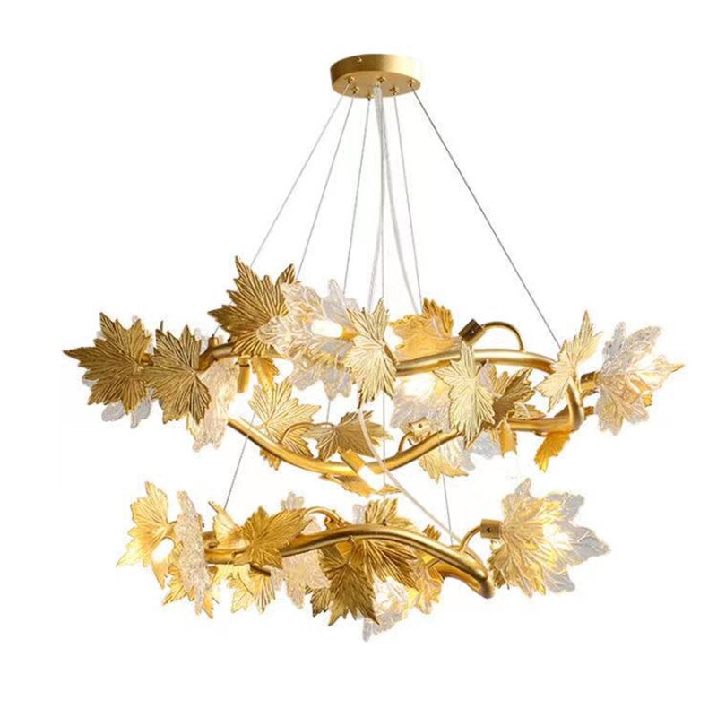 Postmodern Led Glass Chandelier Living Dining Room Bedroom Creative Maple Leaf Decor Pendant Lamps