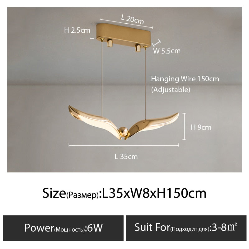 Seagull Led Chandelier Designer Creative Bar Simple Modern Personality Art Dining Table Lamp