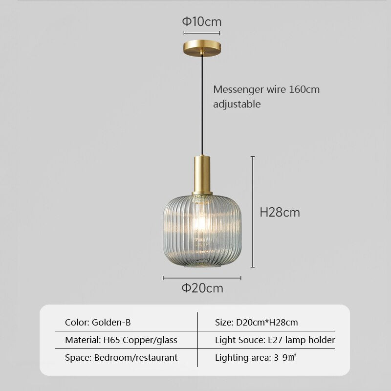 Nordic Glass Pendant Lights Retro Restaurant Creative Living Room Lamp Simple Bedside Lamp Led E27