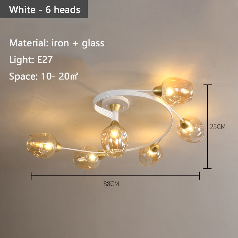 Luna Art Deco Series - Nordic Modern Glass Molecular Led Ceiling Lamp For Living Room Dining