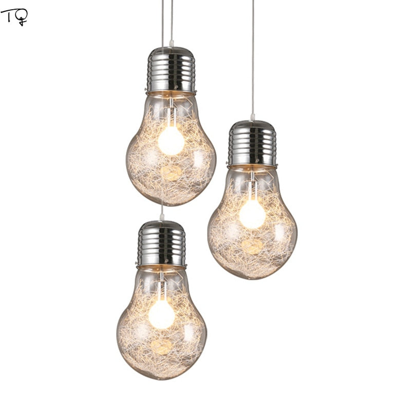 Nordic Individual Big Bulb Led Glass Pendant Lights Modern Simple Creative Restaurant Bedroom