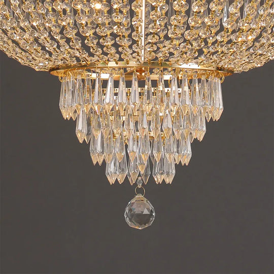 European - Style Luxury Led Crystal Pendant Light - Gold/Silver Ideal For High Ceilings Chandelier