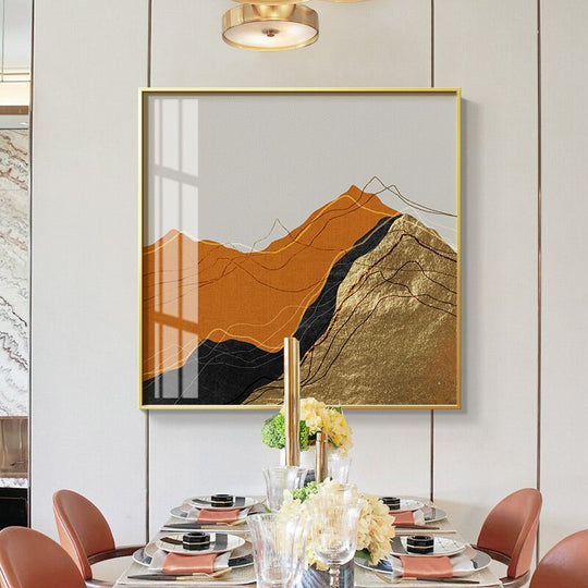 Modern Minimalist Mountain Landscape Canvas Wall Poster Painting