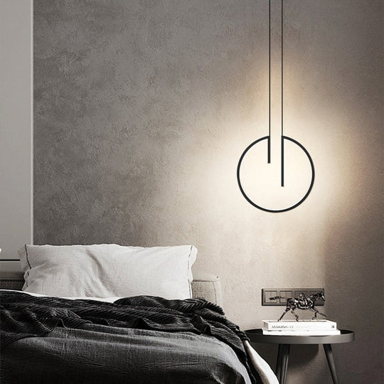 Modern Minimalist Led Pendant Lamp Nordic Circular Bedside Hanging Creative Simple Design Home