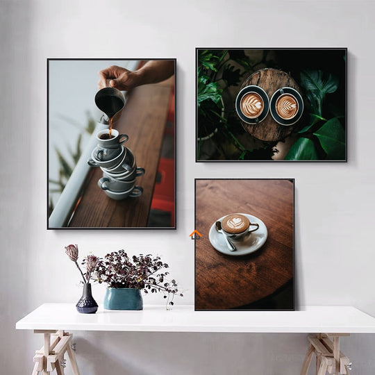 Nordic Coffee And Afternoon Tea Canvas Wall Art: Decorative Poster Prints Painting