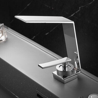 Brushed Gold Bathroom Faucet Basin Grey Water Waterfall Sink Tap Chrome / China Faucets