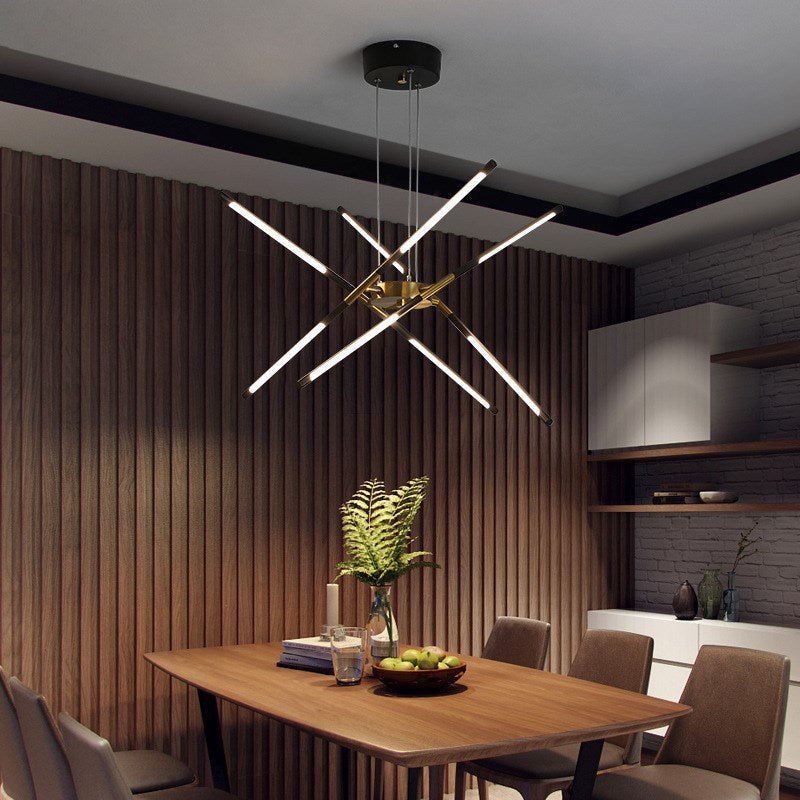 Nordic Screw Propeller Led Chandeliers For Living Dining Room Pendant Lights Iron Art Light Stick