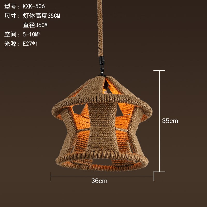 Vintage Retro Hemp Rope Industrial Pendant Light For Living Room Home Design Kitchen Fixtures