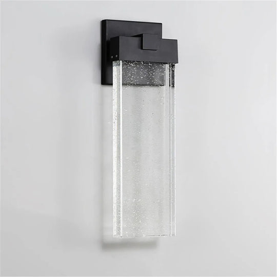 Modern Led Waterproof Wall Light With Essence Bubble Glass - Matte Black Finish Indoor/Outdoor Wall