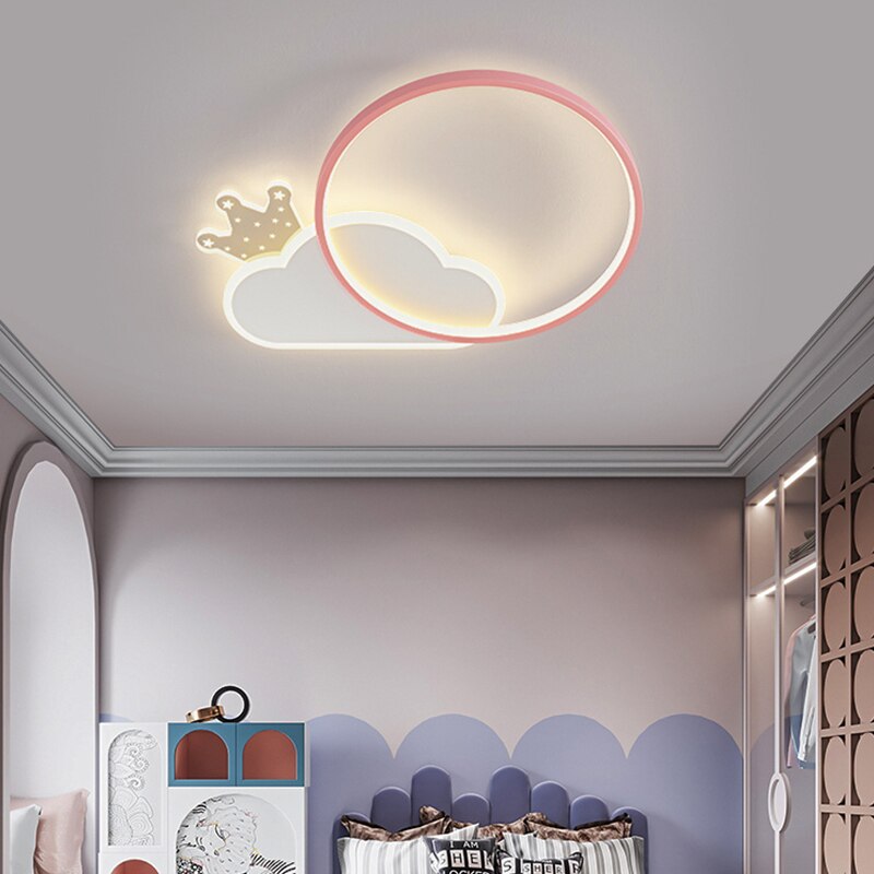 Modern Minimalist Children’s Room Cartoon Ceiling Lights Bedroom Cloud Crown Lamp Colorful