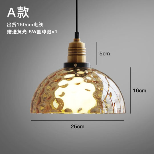 Luxury Retro Industrial Water Ripples Glass Pendant Lights Led E14 Simple Modern Light Fixtures For