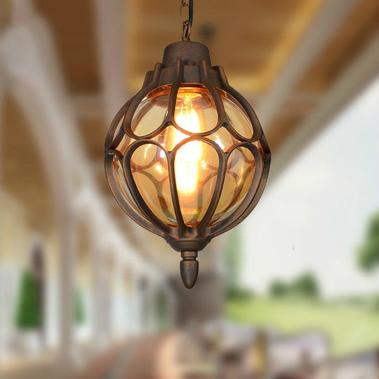 Vintage Glass Chandeliers Ball Outdoor Pendant Lamp Balcony Grape Waterproof Aluminum E27 Bulb